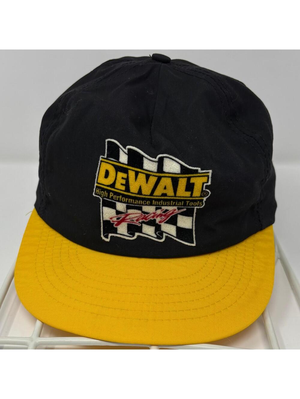 Vintage DeWalt Racing Bobby Dotter #08 NASCAR Snapback Hat Cap Black Yellow Felt